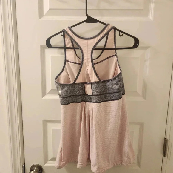 Zella Racer Back Mesh Tank Top Build In Bra Pink Grey Size M #F182 - Picture 3 of 5